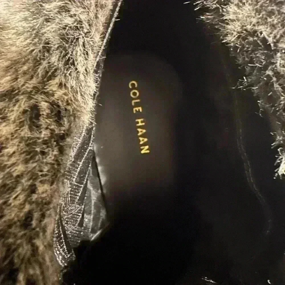 Cole Haan Coralie Waterproof Gray Suede Wedge Faux Fur Bootie Women’s 9